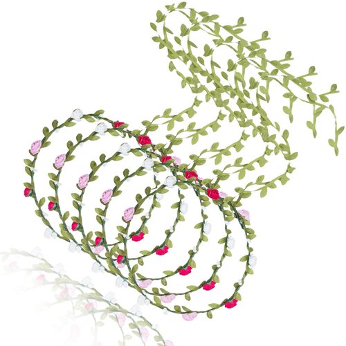 AWAYTR Bohemia Flower Crown Floral Headpiece 5 PC Multicolor Women Girl Flower Headband Bridal Headdress Wedding Hair Accessories (Mix-color)
