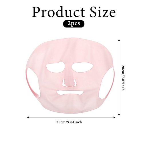 COMNICO 2 Sheets Silicone Face Mask Cover, Reusable Anti-Wrinkle Face Mask Holder Moisturizing 3D Facial Mask Cover Prevent Evaporation Falling Skincare Beauty Spa (Transparent+ Pink)
