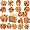 18 Pack Wooden Brain Teaser Puzzles Wooden Burr Puzzles Brain Teaser Puzzle with Gift Packing Box Magic Puzzle Games Toys for Kids and Adults by AHYUAN (Bamboo)
