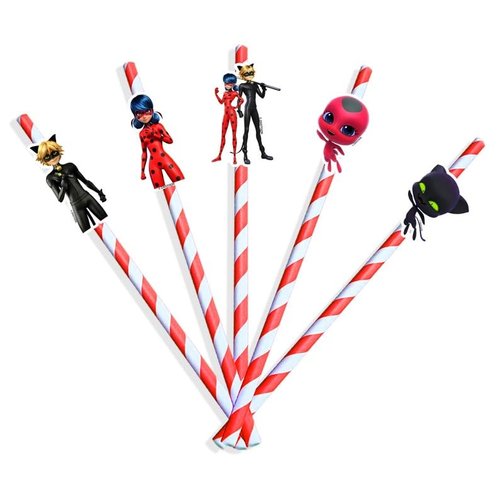 10 PCS Miraculous Ladybug Straws for Birthday Party Decorations. Cartoon Birthday Party Supplies Miraculous Ladybug Theme.