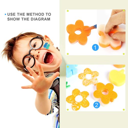 YZNlife Kids Paint Brushes Sponge Kits, 52 Pcs Painting Brushes Drawing Tools Kits,Children Early DIY Learning Paint Sets for Kids Arts and Crafts for Toddlers,Xmas Gifts