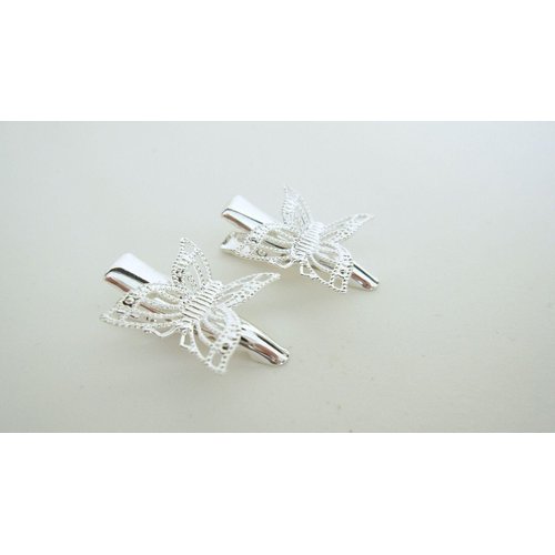 Generic 2 extra small silver butterfly metal alligator hair clip for fine thin hair