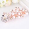 Womens Barrettes Women Crystal Simulated Pearl Peacock Barrettes Hairpins Elegant Animal Hair Clips Gold-color
