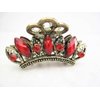 Antique crown style metal hair claw clips with crystals for thin fine hair (Primary color: Pink)