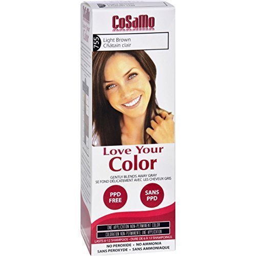 Cosamo Love Your Color, No Ammonia, No Peroxide Hair Color, #755 Light Brown (Pack of 6)