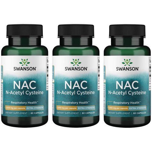 Swanson NAC N-Acetyl Cysteine - Antioxidant Anti-Aging Respiratory Liver Support - Amino Acid Supplement 1000 mg 60 Capsules (3 Pack)