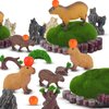 Simgoing 29 Pcs Mini Capybara Figures Toy Playset, Capybara Animal Figurines Statue Fall Trees Artificial Tree Stump Fake Mountain Artificial Moss Rocks Oranges for Capybara Gifts Birthday Decoration