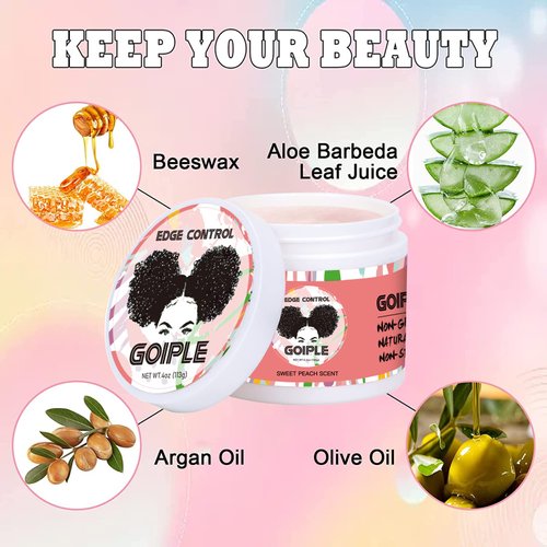 Edge Control Wax for Women Strong Hold Non-greasy Edge Control Smoother Edge Tamer, Edge Wax Styling Tamer Edge Control for Black Hair No Flaking, White Residue, Shine and Smooth (edge control-6pcs)