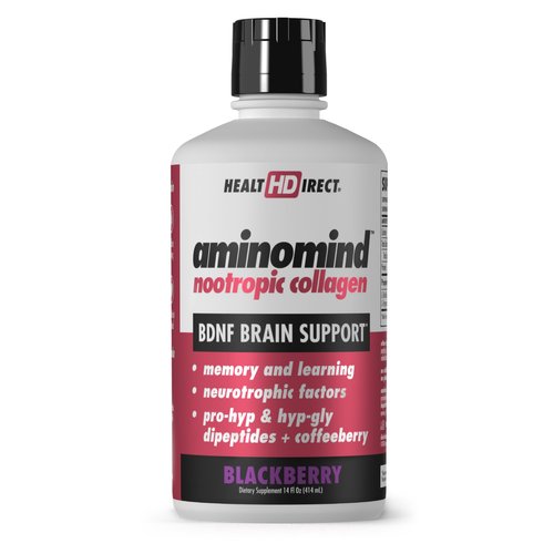 HEALTH DIRECT - AminoMind - Nootropic Collagen Supplement for Brain Health and BDNF - Pro-Hyp & Hyp-Gly Dipeptides, Coffeeberry Antioxidants - BlackBerry - 14 Fl Oz (28 Servings)