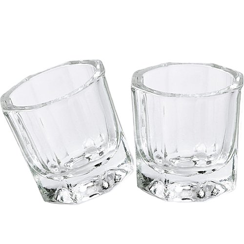 fiezkaa 2pcs Nail Dappen Dish Clear Monomer Liquid Cup, Dampen Dish for Acrylic Nails, Manicure Glass Bowl