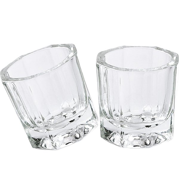 fiezkaa 2pcs Nail Dappen Dish Clear Monomer Liquid Cup, Dampen Dish for Acrylic Nails, Manicure Glass Bowl