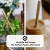 Ibambo 10 Pack Natural Bamboo Straws - Ecofriendly Reusable Straws, 8 inch Biodegradable Straws, Compostable Straws with Straw Cleaner, Bamboo Reusable Straws Alternative to Plastic Disposable Straws