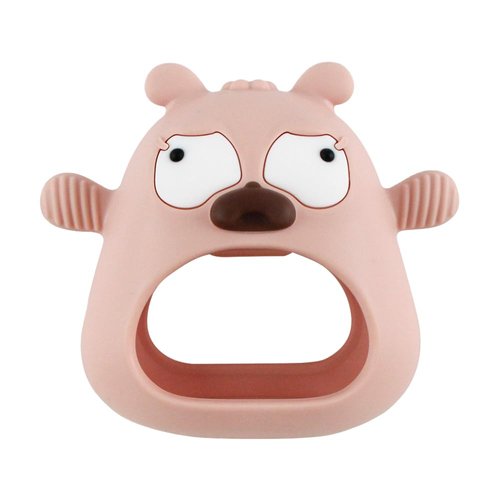 Teething Toys for Babies 3+ Months,Cute Dog Buddy Never Drop Silicone Teether Toys for Infants 3+ Months,Baby Chew Toys for Sucking Needs,BPA Free (Pink)