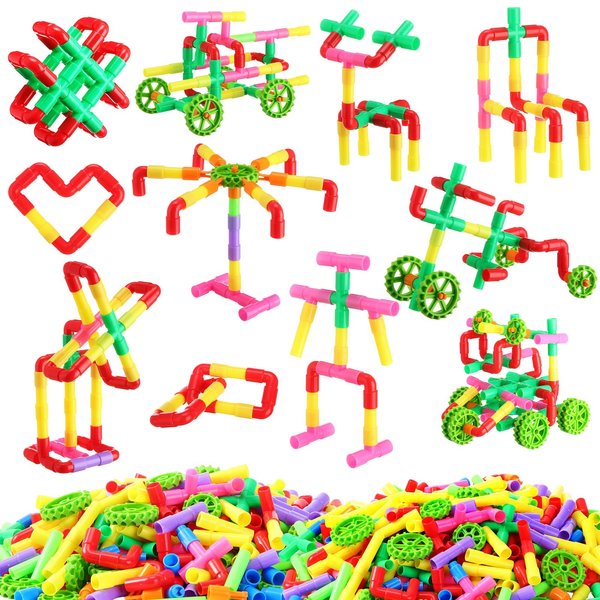 Libima 300 Pcs Tubular Pipes Building Blocks for Kids Over 6 Years Old Stem Building Toy Tube Pipe Toy Colorful Building Pipes for Kids Toddlers Construction Set Educational Preschool Learning Toys