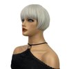 Wiginway Short Mushroom Wigs with Bangs,Straight Gray White Bob Wigs for women,Flapper wig,6 Inch
