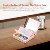 Portable Metal Travel Medicine Box with a Mirror / 8 Compartments (Rose Gold)