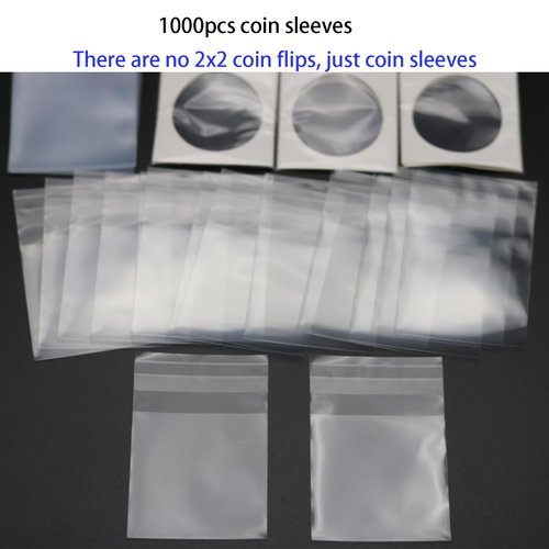 coin flips 2x2 sleeves 1000pcs, No need to use a stapler, for 2x2 coin flips dollar,coin protectors,coin holders collectors,and miniature things Small Parts - Reusable Self Seal