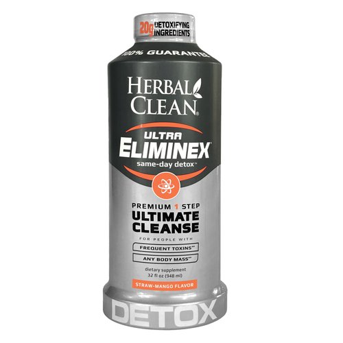 Herbal Clean Same Day Ultra Eliminex Detox Cleanse Drink* (32 fl oz) - Straw-Mango Flavor Full Body Cleanse Detox Drink with Milk Thistle Seed* for high Toxin*, Vitamin B12 for Men & Women