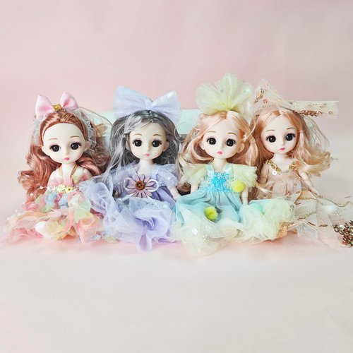 Sufeasdf 4 Pcs 6 Inch Princess Girl Mini Dolls, Small Princess Dolls, Little Girl Miniature Dolls for 3+ Year Old Girls
