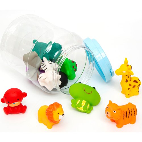 R & S LIMITED Boley: Bath Toy Bucket: Animals - 12pc Playset - Cartoon Animal-Themed Water Toys, Convenient Storage Bucket, Mold-Free Construction, Kids Ages 3+