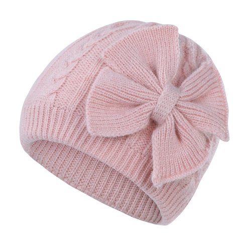 Zando Winter Knitted Baby Hat for Girls Warm Lined Infant Caps Toddler Girls Hat Autumn Cute Bow Classic Beanie Pink 6-12 Months