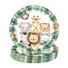 SHUYU 50pcs 7inch Zoo Animal Plates Jungle Animals Plates Party Supplies Party Tableware for Animals Birthday Party Decorations