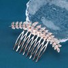 Yheakne Gold Crystal Bridal Hair Comb, Alloy Wedding Hair Accessories with Rhinestone Leaf Hair Piece, for Bride and Bridesmaids (Gold with crystal, 3.15 x 2 inch)