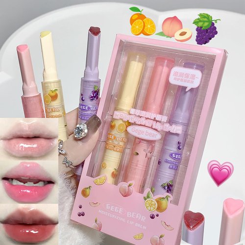 Mrettick 3 Colors Jelly Lipstick, Tinted Lip Gloss Heart Shape Lip Stain, Mirror Hydrating Jelly Love Lipstick, Long Lasting Moisturizing Tinted Lip Balm, Non-sticky (C)