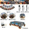 Skybooly 171 Pcs Monster Truck Party Supplies Serves for 24 Guests Monster Truck Birthday Decorations Set Include Banner Plates Napkins Cup Tablecloth for Car Themed Birthday Party Decorations
