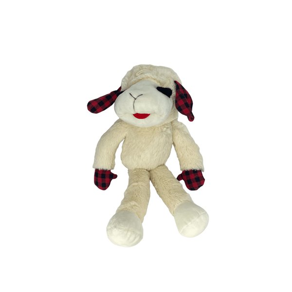 Holiday Lambchop Dog Toy Plush Plaid 20" | Plush Pet Dog Toy Squeaker | Lambchop Gingham Red/Black | 20 Inches | Officially Licensed