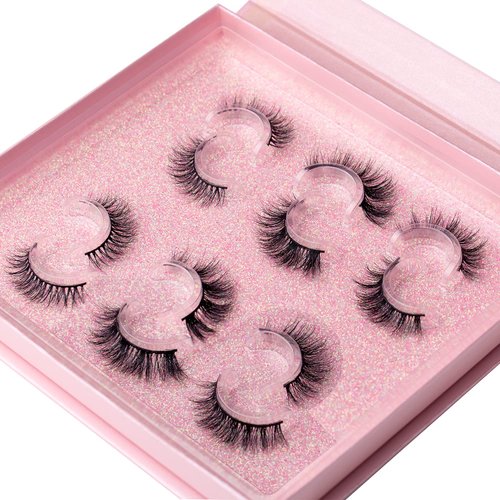 Arimika 3 Styles 6 Pairs Natural Look 3D Mink False Eyelashes, Short Fluffy Wispy Book Lashes A36N-01