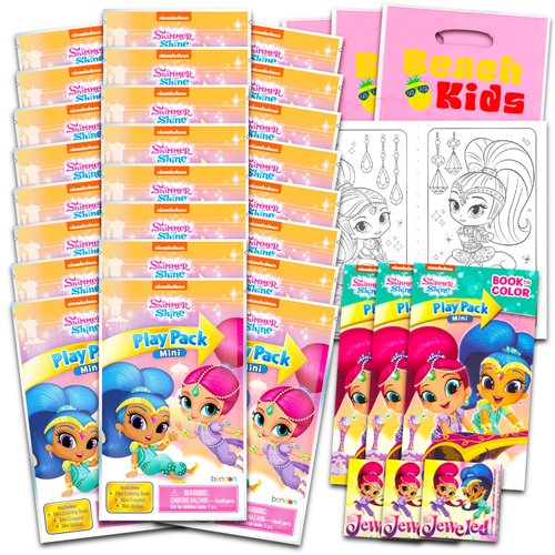 Shimmer and Shine Mini Party Favor Set - Bundle with 24 Nick Jr Genie Play Packs of Coloring Pages, Stickers, More | Nickelodeon Birthday Supplies