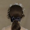 Xeahung 2 Pcs Hair Ribbon Bow Hair Clips Pink Ribbon Bow Clips for Women Bows Ribbon Hairpins Ponytail Barrettes with Bows Metal Clips Barrette Hair Bows for Toddler Girls Teens Adults (Black)