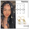 NAISKA 12PCS Gold Pearl Shiny Hair Accessories: Braid Clips, Dreadlock Accessories, Wedding Hair Pins with Crystal Rhinestones, Hair Jewelry for Women Cuffs, Charms, Rings