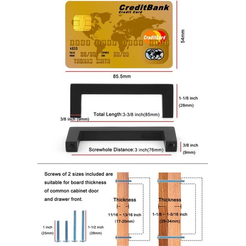 KOOFIZO Solid Square Bar Cabinet Handle - Oil Rubbed Bronze Furniture Pull, 3 Inch/76mm Screwhole Distance, 10-Pack for Kitchen Cupboard Door, Bedroom Dresser Drawer, Bathroom Wardrobe Hardware