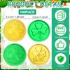Hanaive 100 Pcs St. Patrick's Day Gold Coins Gold Green Lucky Coins Plastic Shamrock Leprechaun Coins for St. Patrick's Day Irish Themed Party Decoration Favors