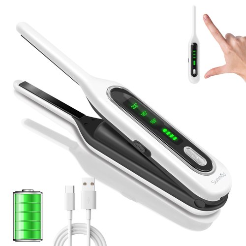 Sunmay 3/10" Cordless Mini Flat Iron, Pencil Flat Iron for Short Hair, Pixie Cut and Bangs, Tiny Cordless Portable Hair Straightener, Mini Hair Straightener Dual Voltage for Travel