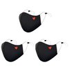 Arcarius Black with Red Heart Fashion Face Mask, Moisture Wicking, Breathable, Washable, Lightweight, Reusable Comfort Fashion Sport for Women Men Teens 3 Pack