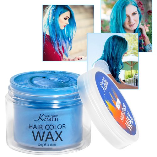 Temporary Hair Color for Kids Blue, Magic Master Keratin Hair Wax Color Dye for Dark Hair Instant Colored Hair Gel Hairstyle Wax Cream Mud Pomade 3.4 Oz Girl Gifts, Party, Cosplay & Halloween