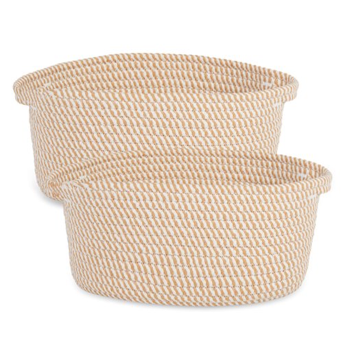 Ladkew 2 Pieces Small Cotton Woven Rope Storage Baskets for Organizing,basket for gifting, Storage Bins，rope basket set