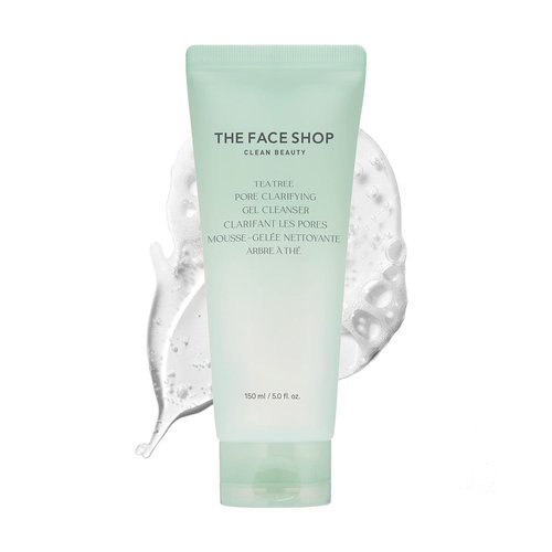 THE FACE SHOP Tea Tree Pore Clarifying Gel Cleanser | Gentle Facial Foam Cleanser for Acne-Prone Skin | Removes Excessive Sebum with Soothing Effect | 5.0 fl. Oz,K-Beauty