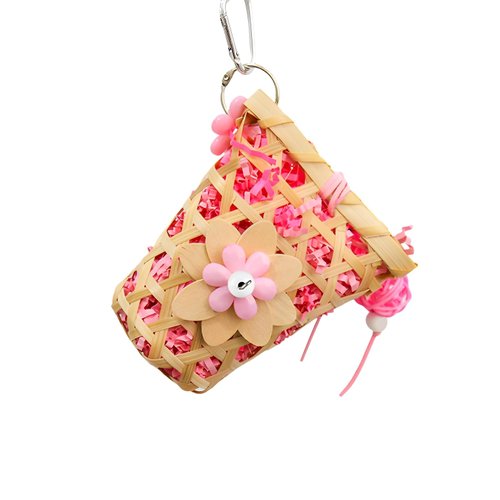 Bird Toys Foraging Shredder Hanging Toys with Parakeet Toy Parrot Toys Bird Cage Accessories for Conure Cockatiel Budgies Lovebird, Pink