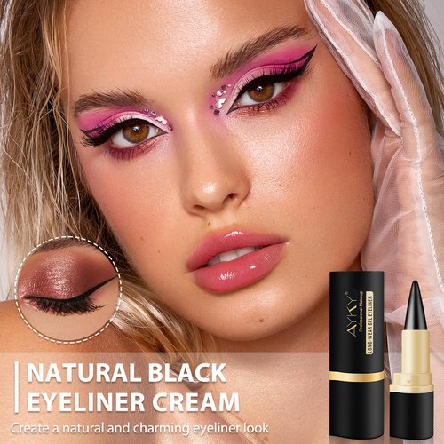 Nicgou Ayky Long Wear Gel Eyeliner, Rationalu Gel Eyeliner, Natural Black Eyeliner Cream, Waterproof Long Wear Gel Eyeliner, Waterproof ＆ Smudge-Proof Matte Gel Eyeliner (01# Silver)