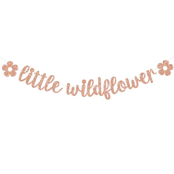 Little Wildflower Banner, It's a Girl Baby Shower Decorations, Welcome Baby Girl Decor, Girls Happy Birthday Party Decorations Supplies