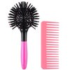 3D Bomb Curl Hair Brush 360° Round Styling Hair Brush Detangling Hairbrush Spherical Ball Brush Salon Round Hair Curling Curler and Wide Tooth Comb for Curly/Long/Wet/Dry Hair