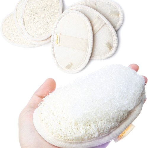 6 Pack Premium Bath Loofah Pads - 6 Inch, 100% Natural Exfoliating Shower Sponge Scrubber, Perfect for Men & Women Body Wash, Luxurious Luffa Loofah Body Scrubber