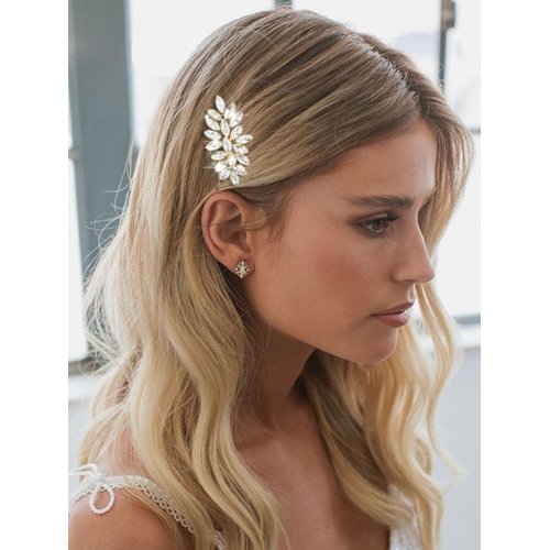 Unicra Rhinestone Bride Wedding Hair Comb Crystal Bridal Hair Piece Bridesmaids Hair Accessories for Women Prom Party Hair Clips (Gold)