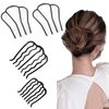 BAINESS 4 Piece Hair Fork Clip Metal Hair Side Combs U Shape Teeth Alloy Hair Clip Hair Pin Stick for Updo Bun Women Hair Styling Tool Accessories, Black