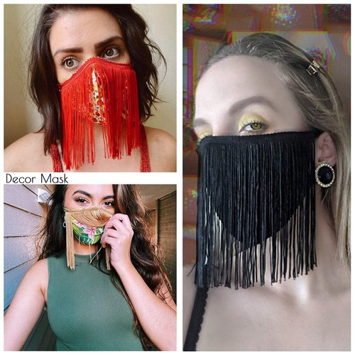 AWAYTR 10 Yards Sewing Fringe Trim - 4in Wide Tassel for DIY Craft Clothing and Dress Decoration (Black, 4 Inches Wide)