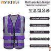 A-SAFETY High Visibility Mesh Safety Reflective Vest with Pockets and Zipper,Hi Viz Work Vest for Men Women (Purple Mesh XL)